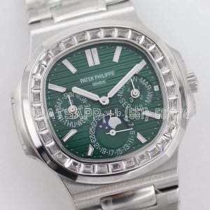 Patek Philippe Nautilus 5740 Green Dial with Diamond Bezel in Steel