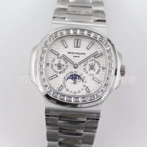 Patek Philippe Nautilus 5740 White Dial with Diamond Bezel in Steel