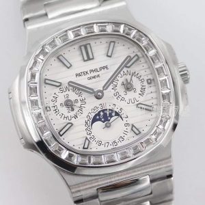 Patek Philippe Nautilus 5740 White Dial with Diamond Bezel in Steel