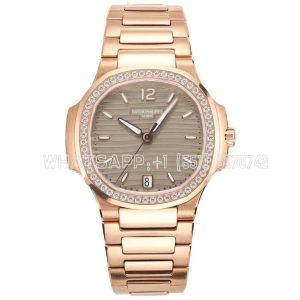 Patek Philippe Nautilus 7118/1R-011 Grey Dial Rose Gold Diamonds Bezel