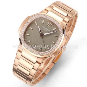 Patek Philippe Nautilus 7118/1R-011 Grey Dial Rose Gold Diamonds Bezel