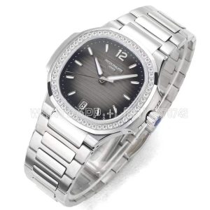 Patek Philippe Nautilus 7118 Ladies SS Brown Dial Diamonds Bezel on SS Bracelet