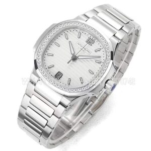 Patek Philippe Nautilus 7118 Ladies SS White Dial Diamonds Bezel on SS Bracelet