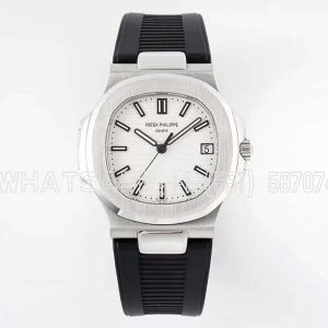 Patek Philippe Nautilus Jumbo 5711/1A White Dial on Rubber Strap