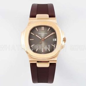 Patek Philippe Nautilus Jumbo 5711/1R-001 Brown Dial on Rubber Strap