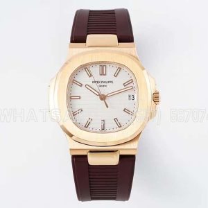 Patek Philippe Nautilus Jumbo 5711/1R-001 White Dial on Rubber Strap