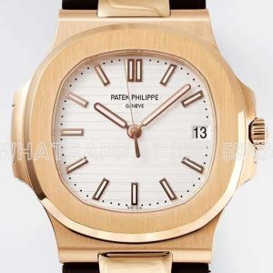 Patek Philippe Nautilus Jumbo 5711/1R-001 White Dial on Rubber Strap
