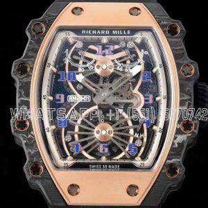 Richard Mille RM 021-01 Tourbillon Aerodyne in Rose Gold on Black Rubber Strap