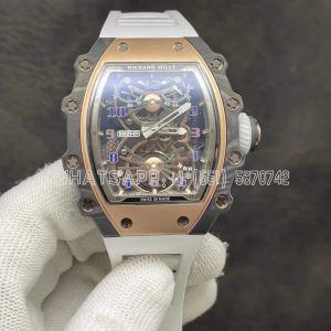 Richard Mille RM 021-01 Tourbillon Aerodyne in Rose Gold on White Rubber Strap