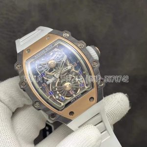 Richard Mille RM 021-01 Tourbillon Aerodyne in Rose Gold on White Rubber Strap