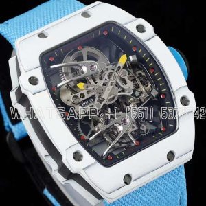 Richard Mille RM 027-02 Tourbillon Rafael Nadal White NTPT on Blue Nylon Strap