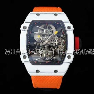 Richard Mille RM 027-02 Tourbillon Rafael Nadal White NTPT on Orange Nylon Strap
