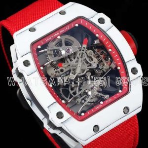 Richard Mille RM 027-02 Tourbillon Rafael Nadal White NTPT on Red Nylon Strap