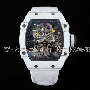 Richard Mille RM 027-02 Tourbillon Rafael Nadal White NTPT on White Nylon Strap