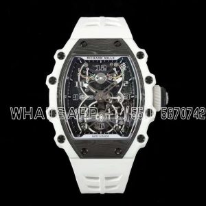 Richard Mille RM 21-02 Tourbillon Aerodyne White NTPT Carbon on White Rubber Strap