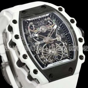 Richard Mille RM 21-02 Tourbillon Aerodyne White NTPT Carbon on White Rubber Strap