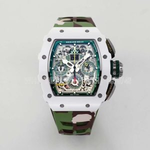 Richard Mille RM011-02 Le Mans Classic Chronograph in Green on Army Green Rubber