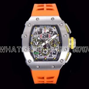 Richard Mille RM011-03 Automatic Flyback Chronograph in Titanium on Orange Rubber