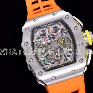 Richard Mille RM011-03 Automatic Flyback Chronograph in Titanium on Orange Rubber