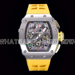 Richard Mille RM011-03 Automatic Flyback Chronograph in Titanium on Yellow Rubber