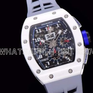 Richard Mille RM011 Saint Tropez Polo Club White ATZ Ceramic and Titanium on Grey Rubber Strap