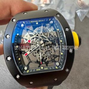 Richard Mille RM035 Americas Manual Carbon/Black Ceramic Skeleton Dial On Black Rubber Strap
