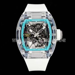 Richard Mille RM35-01 Skeleton Dial Crystal Glass on White Rubber Strap