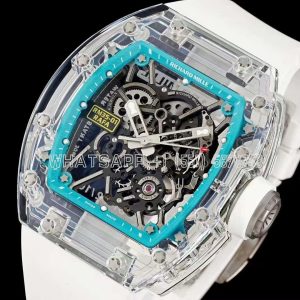 Richard Mille RM35-01 Skeleton Dial Crystal Glass on White Rubber Strap