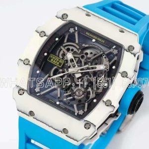 Richard Mille RM035-01 White Carbon Skeleton Dial On Blue Rubber Strap