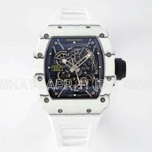 Richard Mille RM035-01 White Carbon Skeleton Dial On White Rubber Strap