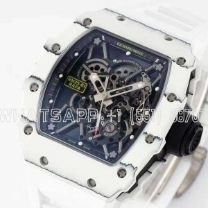 Richard Mille RM035-01 White Carbon Skeleton Dial On White Rubber Strap