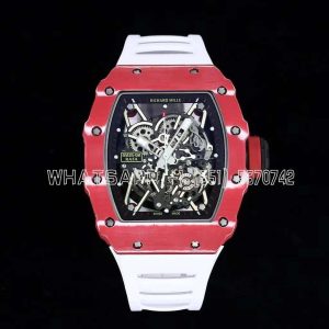 Richard Mille RM035-02 Red NTPT Skeleton Dial on White Rubber Strap