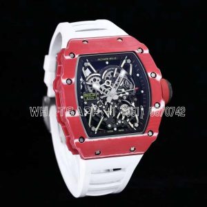 Richard Mille RM035-02 Red NTPT Skeleton Dial on White Rubber Strap