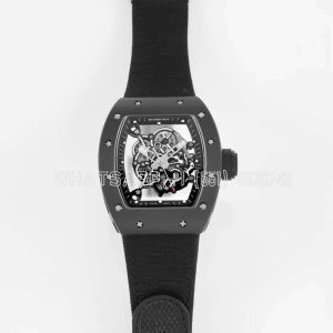 Richard Mille RM055 Black Ceramic on Black/White Inner Bezel nylon cord Strap