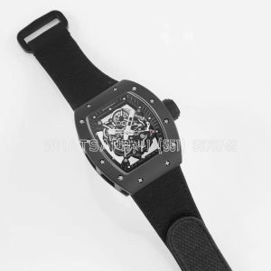 Richard Mille RM055 Black Ceramic on Black/White Inner Bezel nylon cord Strap