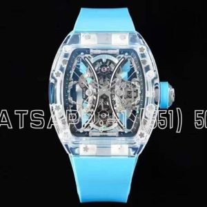 Richard Mille RM53-02 Transparent Tourbillon Skeleton Dial on Blue Rubber Strap