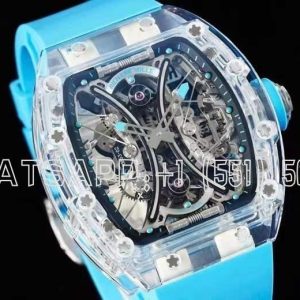 Richard Mille RM53-02 Transparent Tourbillon Skeleton Dial on Blue Rubber Strap
