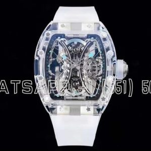 Richard Mille RM53-02 Transparent Tourbillon Skeleton Dial on White Rubber Strap