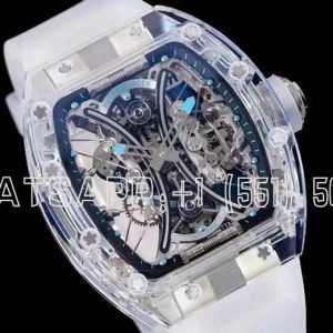 Richard Mille RM53-02 Transparent Tourbillon Skeleton Dial on White Rubber Strap