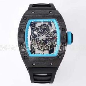 Richard Mille RM055 Black NTPT Blue Inner Bezel on Black Rubber Strap