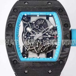Richard Mille RM055 Black NTPT Blue Inner Bezel on Black Rubber Strap