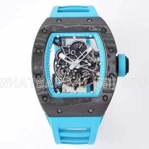 Richard Mille RM055 Black NTPT Blue Inner Bezel on Blue Rubber Strap