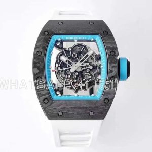 Richard Mille RM055 Black NTPT Blue Inner Bezel on White Rubber Strap