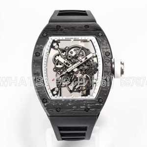 Richard Mille RM055 Black NTPT White Inner Bezel on Black Rubber Strap