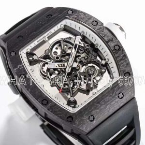 Richard Mille RM055 Black NTPT White Inner Bezel on Black Rubber Strap
