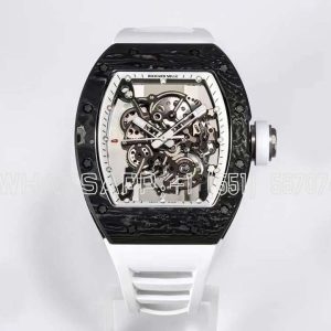 Richard Mille RM055 Black NTPT White Inner Bezel on White Rubber Strap