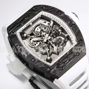 Richard Mille RM055 Black NTPT White Inner Bezel on White Rubber Strap