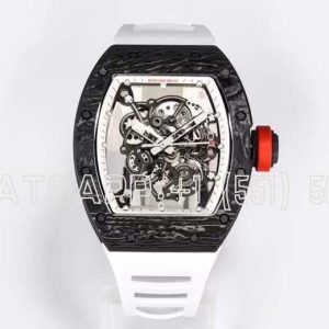 Richard Mille RM055 Black NTPT White/Red Inner Bezel on White Rubber Strap