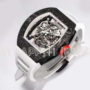 Richard Mille RM055 Black NTPT White/Red Inner Bezel on White Rubber Strap