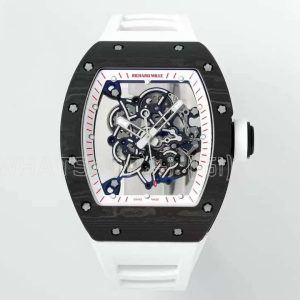 Richard Mille RM055 Black NTPT White/Red Inner Bezel White Rubber Strap